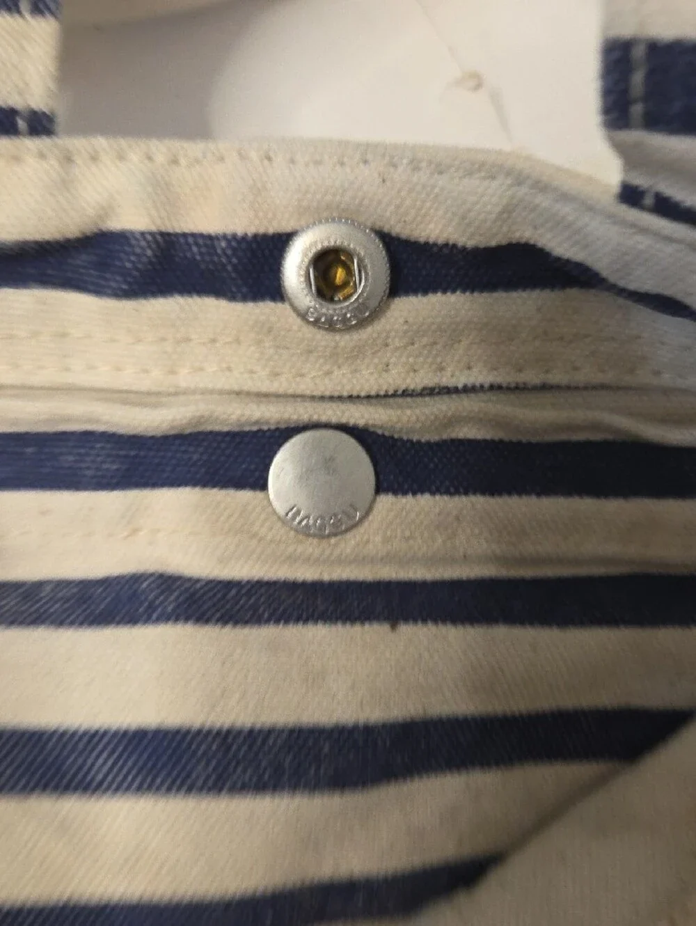 BAGGU Striped Canvas Tote in Navy and Cream